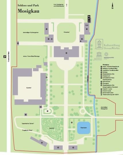 And here's a map of the grounds courtesy of the Cultural Foundation of DessauWörlitz...notice the labyrinth hedge maze down in the left corner - couldn't capture the view from on the ground